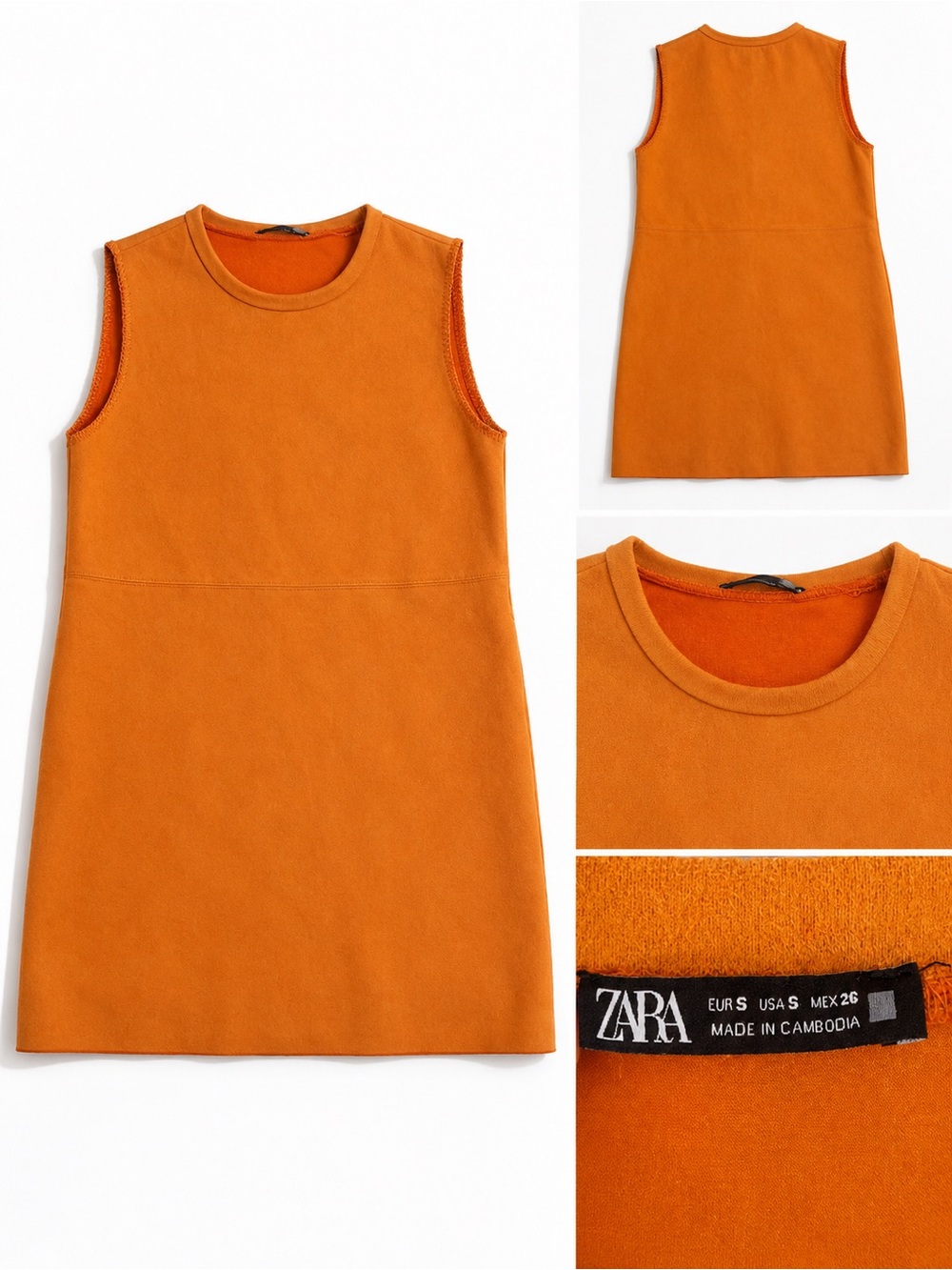 Zara Orange Sleeveless Mini Dress